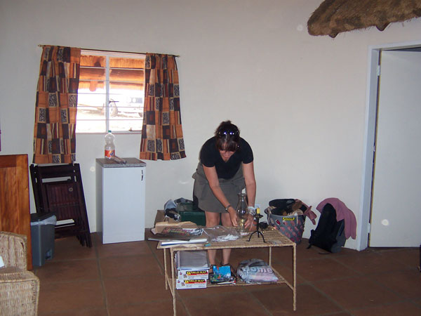 Linda inside the rondavel. This is a welcome addition to the Project.	